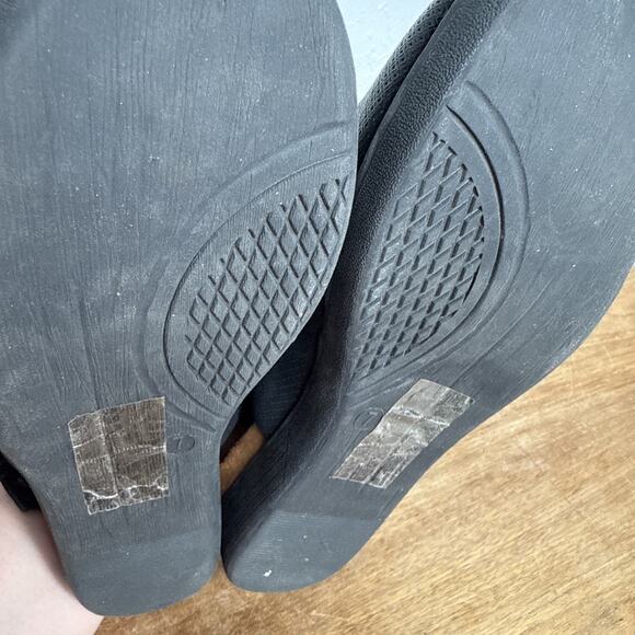 Pierre Dumas Black Slingback Sandals Size 10 Women's Peep Toe Shoes Side Buckle - Picture 10 of 11